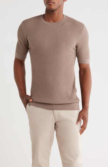 Emporio Armani Short Sleeve Textured Wool Crewneck Sweater