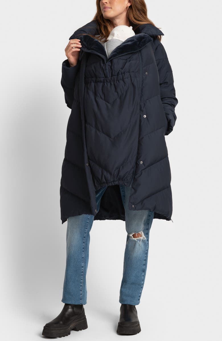 Seraphine Quilted Maternity Puffer Jacket with Zip-in Panel & Removable Hood, Alternate, color, 