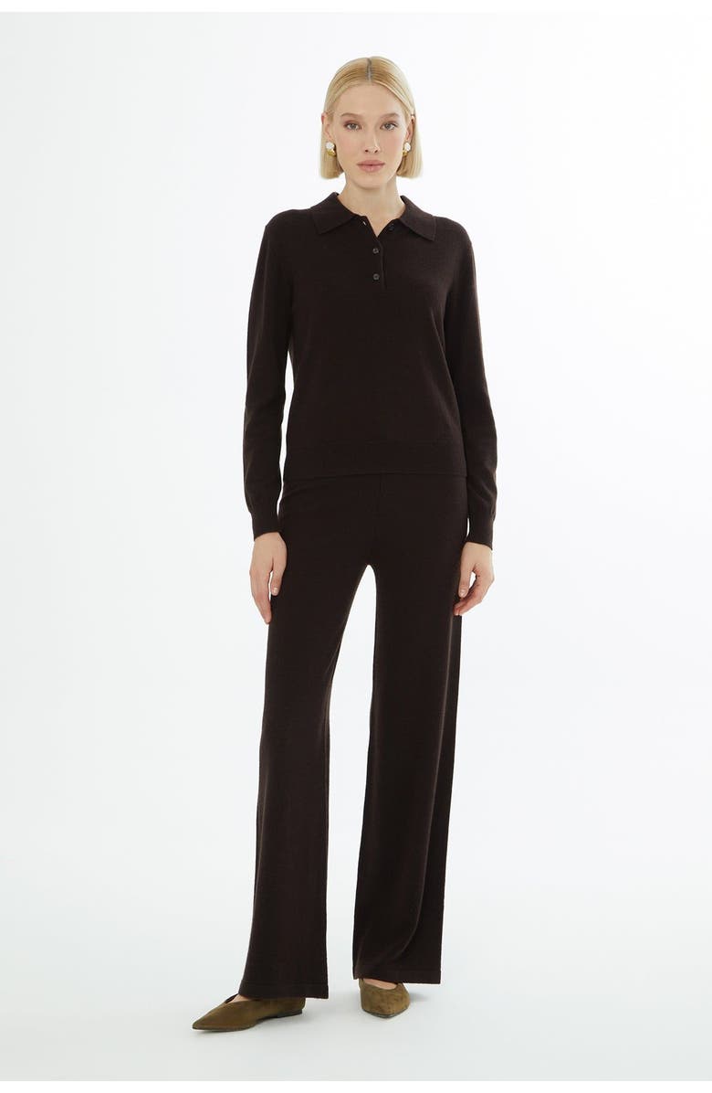 Gizia Shirt Collar Sweater with Button Closure, Main, color, Brown