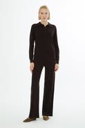 Gizia Shirt Collar Button-Front Wool Cashmere Cardigan