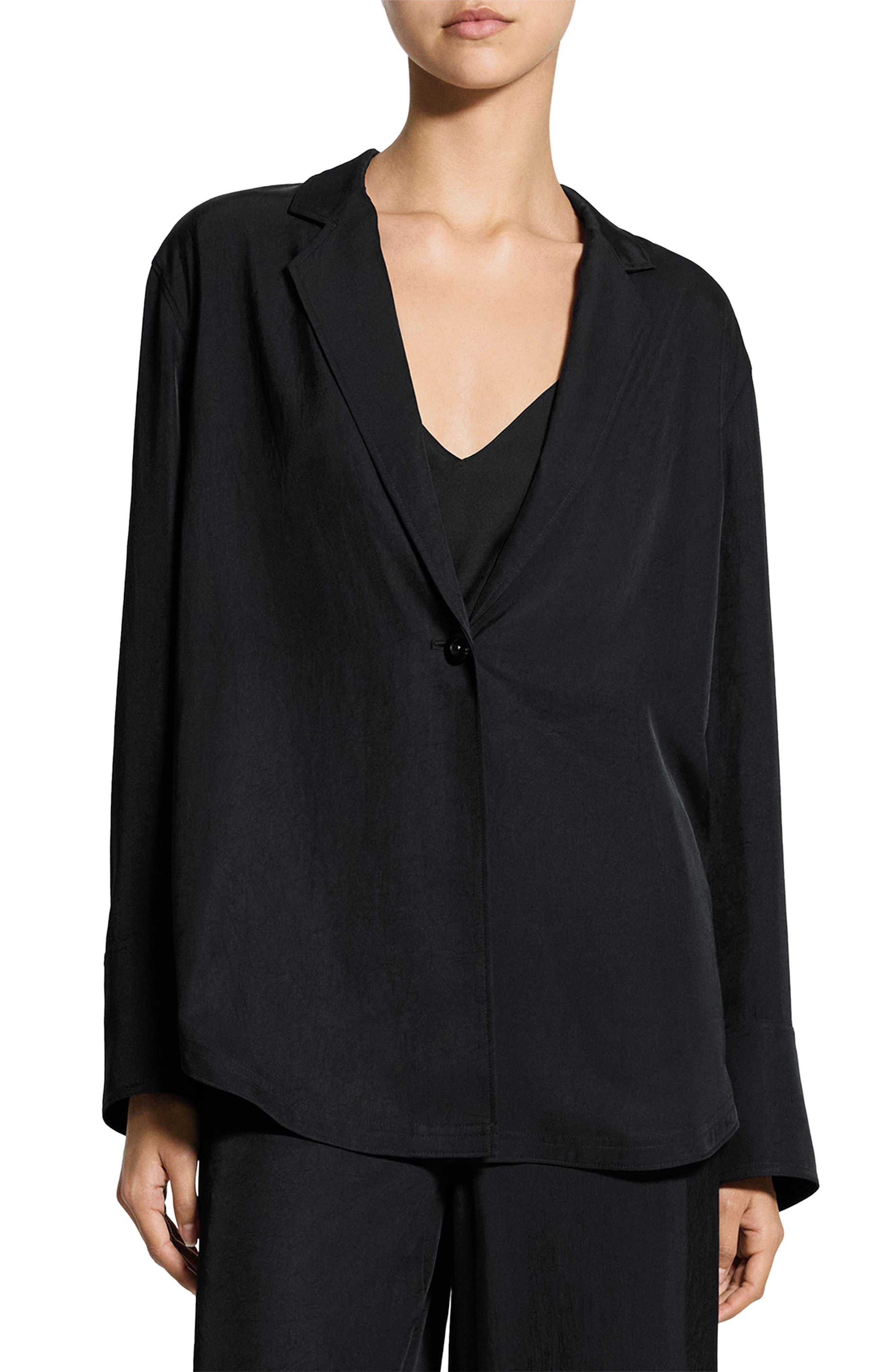 Washed Twill One-Button Blazer Shirt