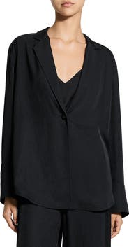 Theory Washed Twill One-Button Blazer Shirt