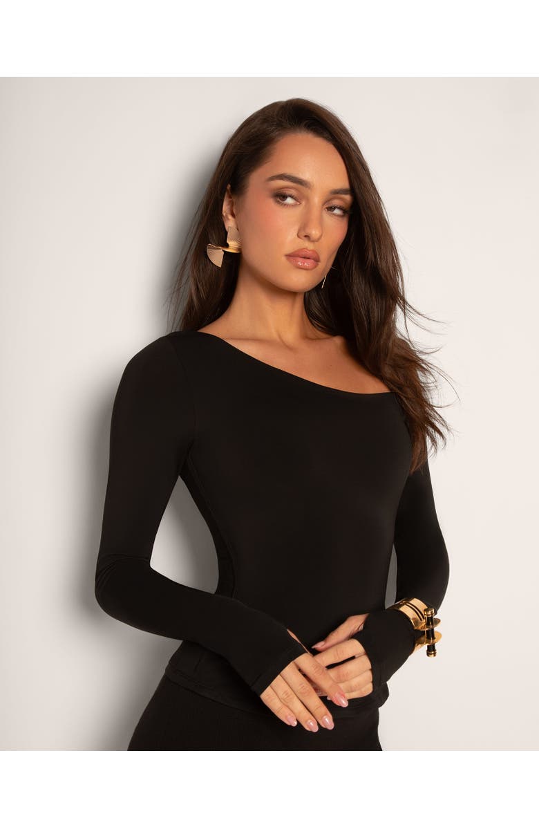 TA3 Sculpty One Shoulder Long Sleeve Top, Main, color, Black