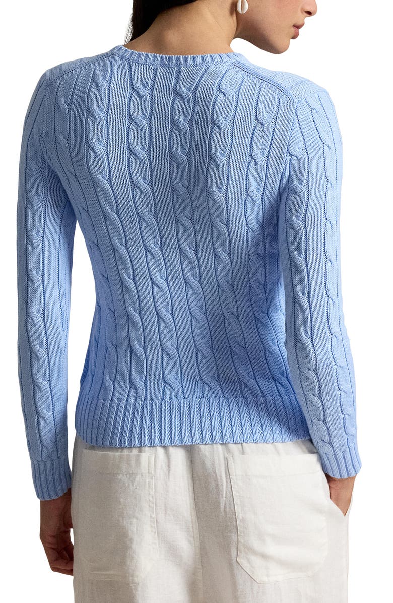 Polo Ralph Lauren Cable Stitch Cotton Crewneck Sweater, Alternate, color, Baby Blue