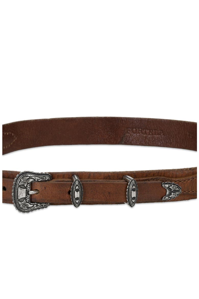 Tasia Leather Belt with Double Buckle, Alternate, color, Brown