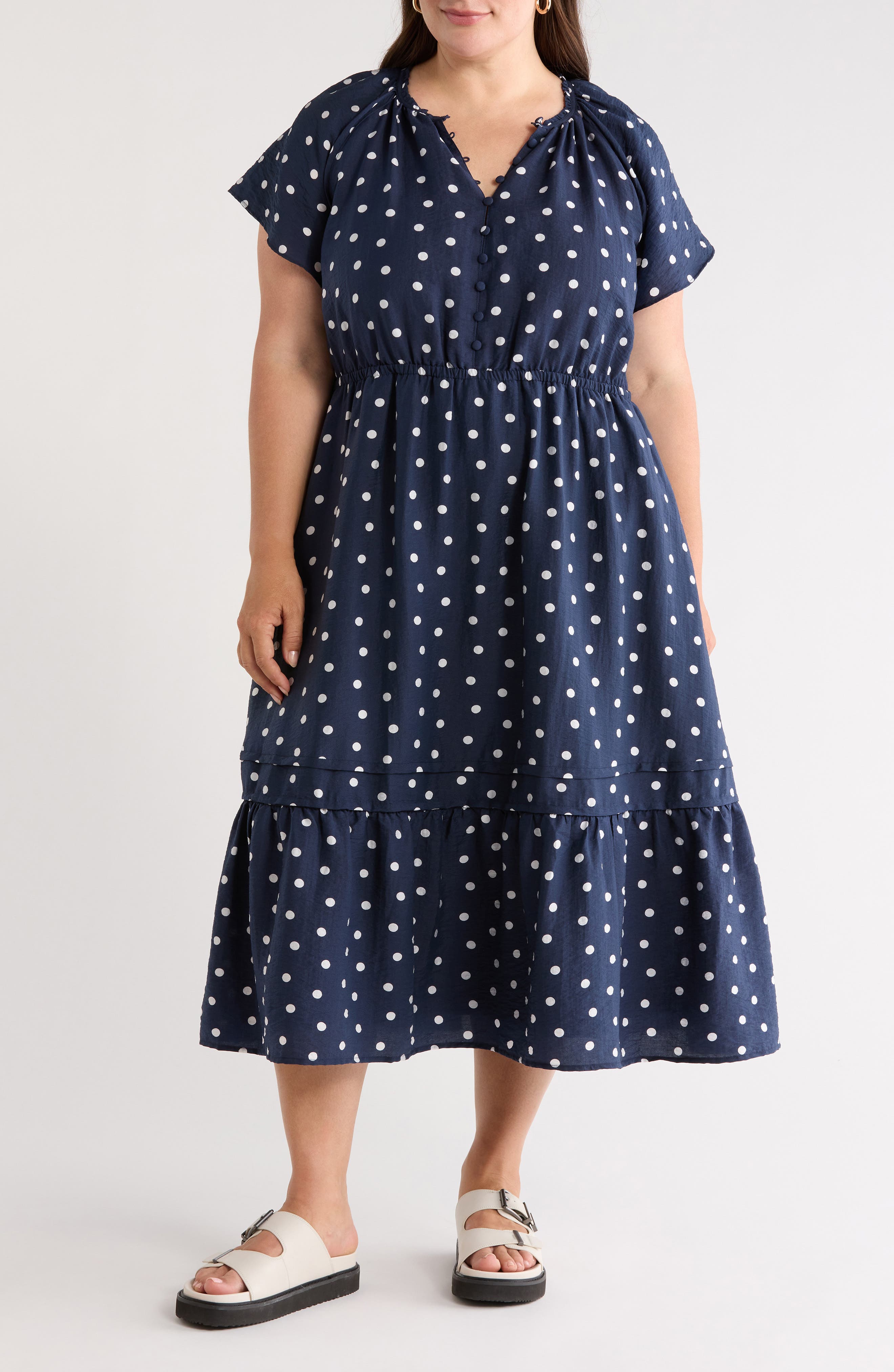 NAVY STILL- WHITE TOSS DOT