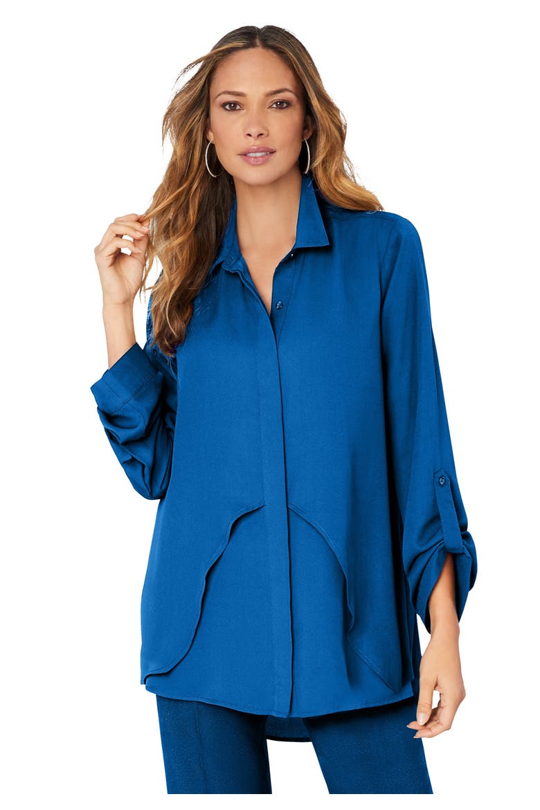 Georgette Overlay Big Shirt, Main, color, VIVID BLUE