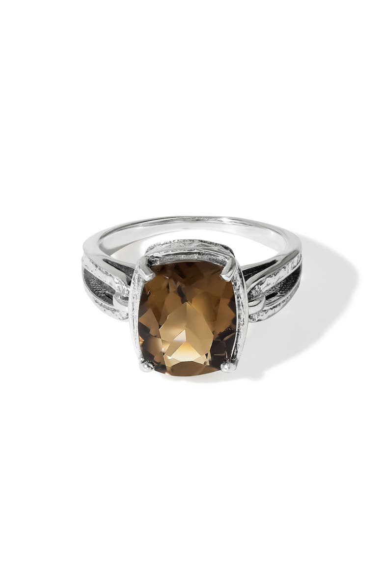 Sterling Silver Quartz Ring, Alternate, color, BROWN