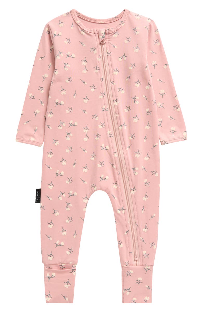 TINY TRIBE Sweet Flowers Zip Romper, Main, color, 
