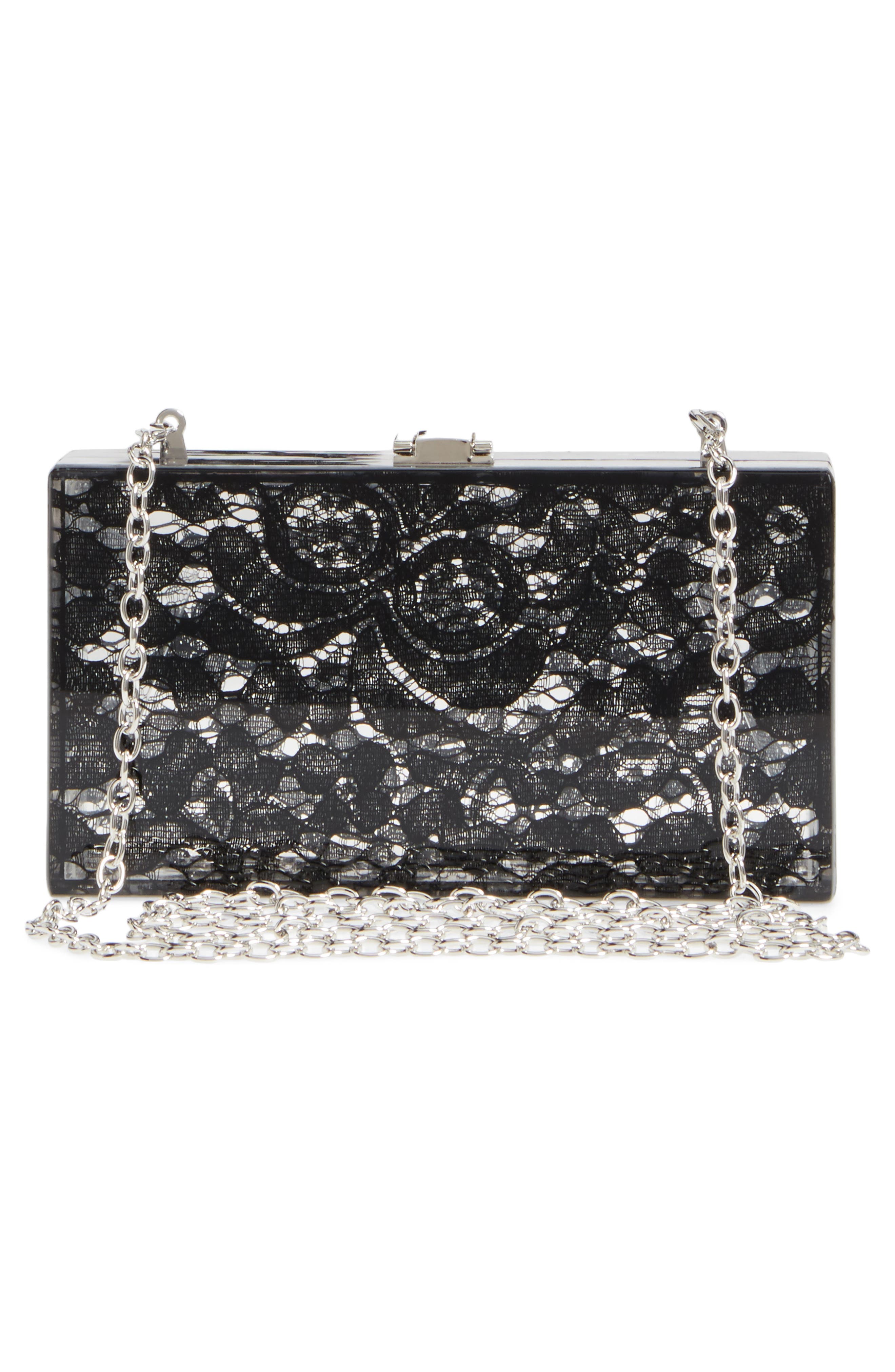 Nordstrom Transparent Lace Box Clutch, Alternate, color, 