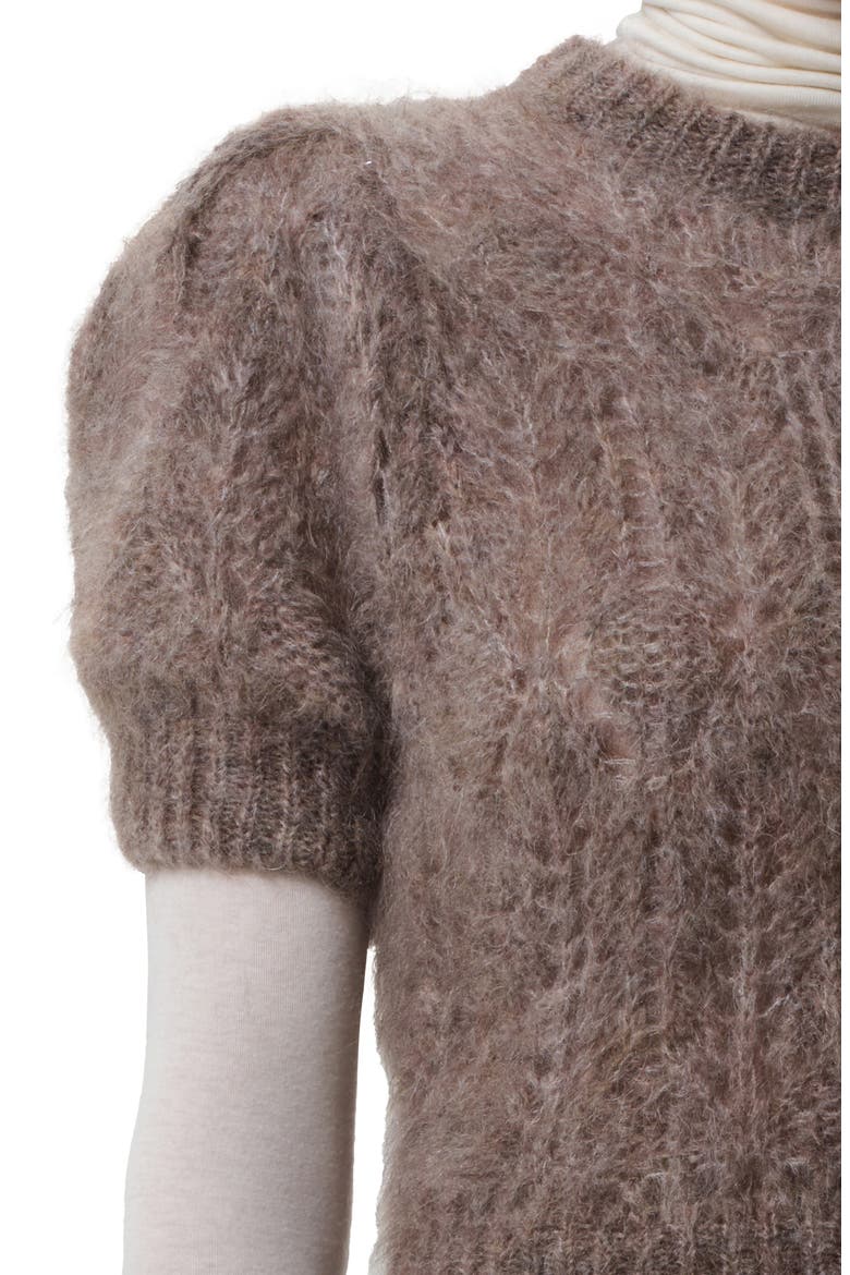 Odette Fuzzy Puff Sleeve Sweater, Alternate, color, MUSHROOM LIGHT BROWN