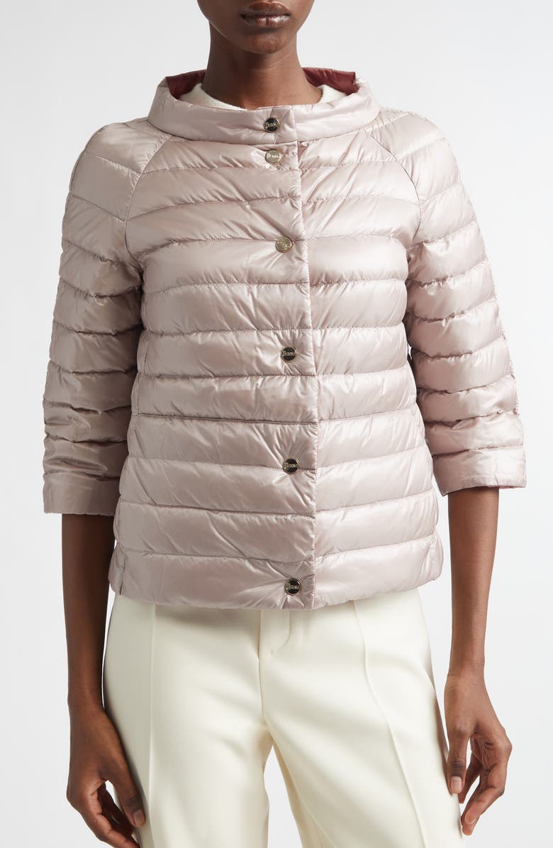 Herno Reversible Quilted Ultralight Nylon Crop Down Jacket, Alternate, color, 4140 Raspberry To Light Pink