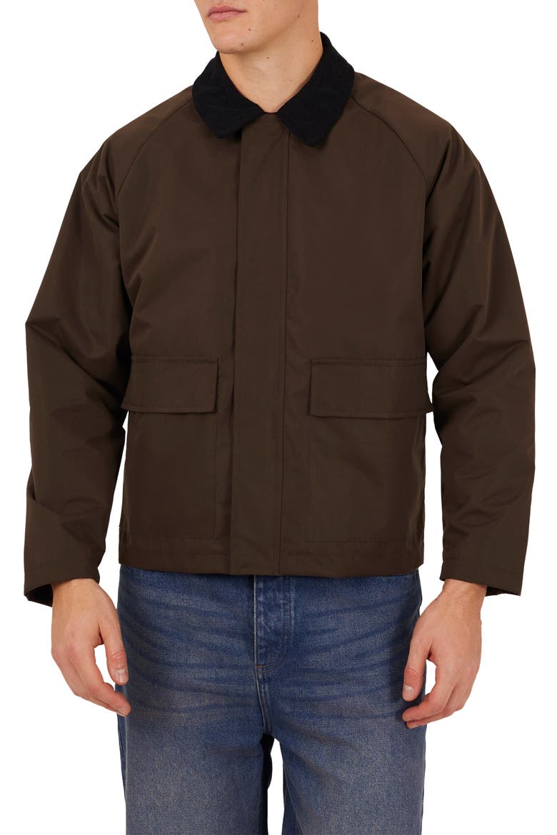 Unpadded Jacket with Cord Collar, Main, color, Brown