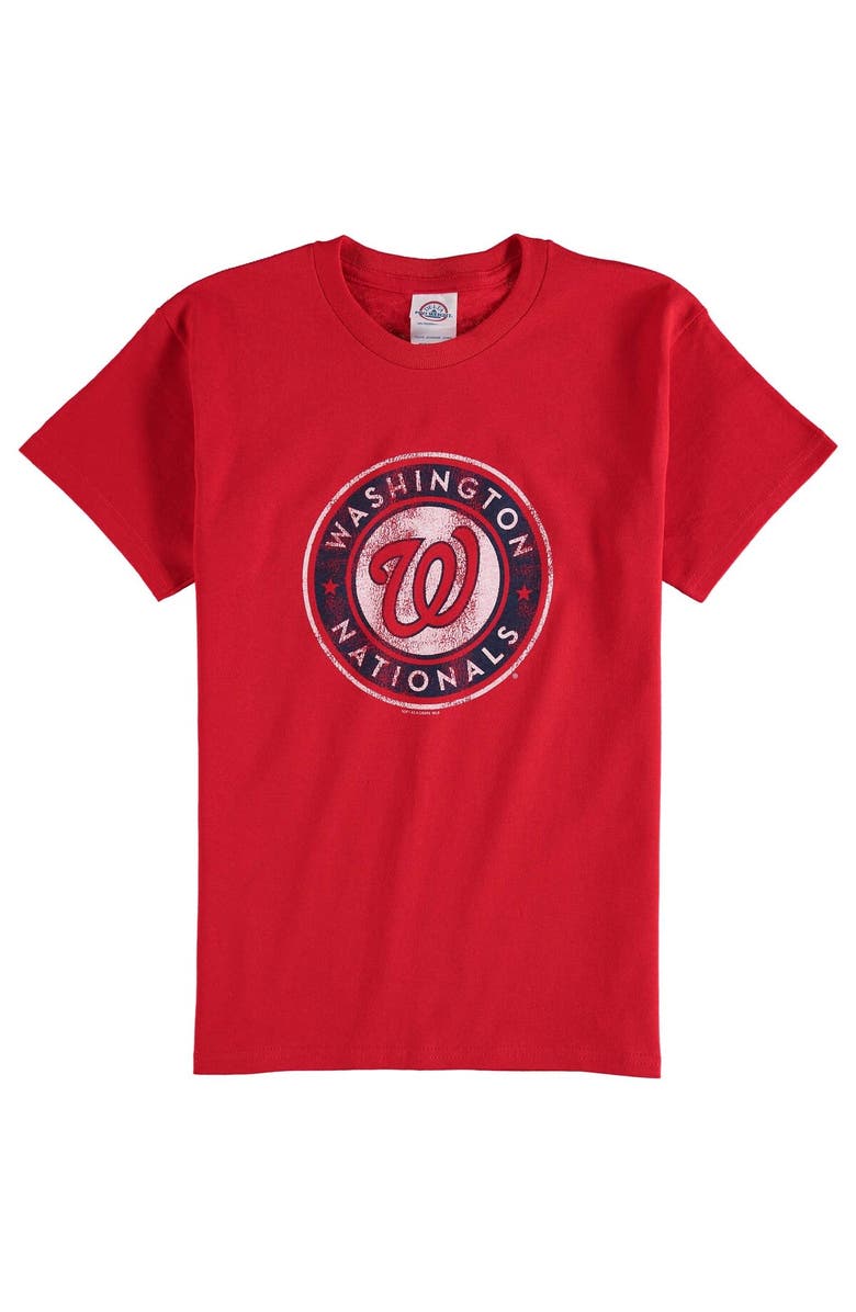 SOFT AS A GRAPE Washington Nationals Youth Distressed Logo T-Shirt - Red, Main, color, 