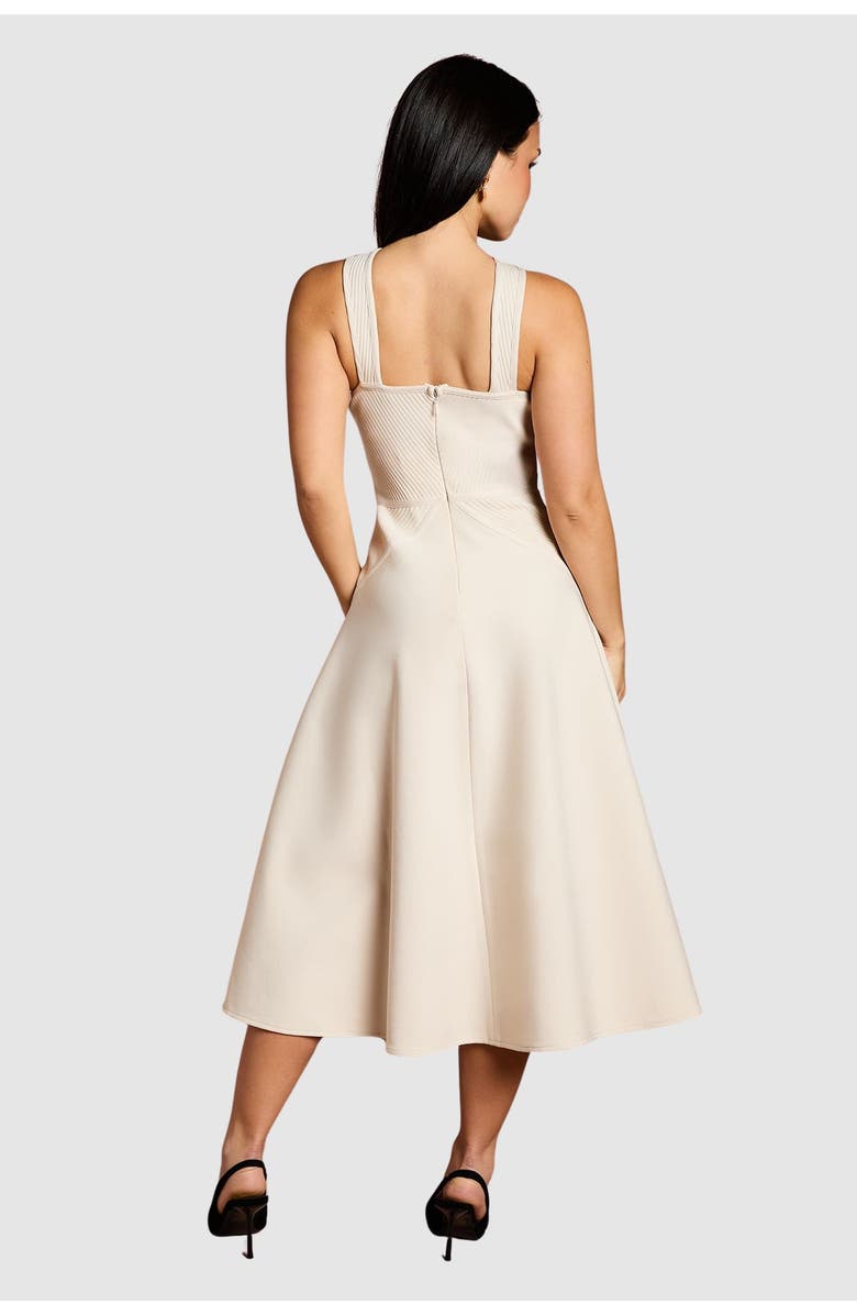 Coast Petite Bandage Cross Neck Midi Dress, Alternate, color, Stone