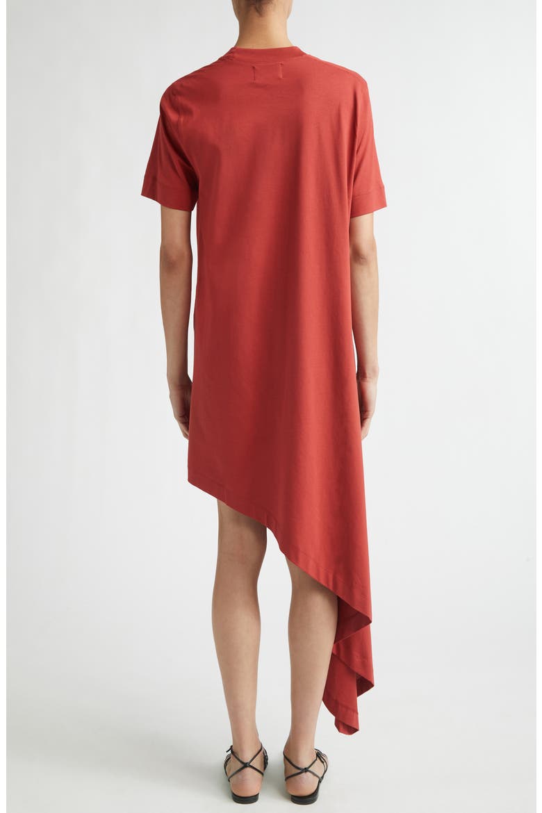 Igari Asymmetric Pleated Cotton Knit Dress, Alternate, color, RED