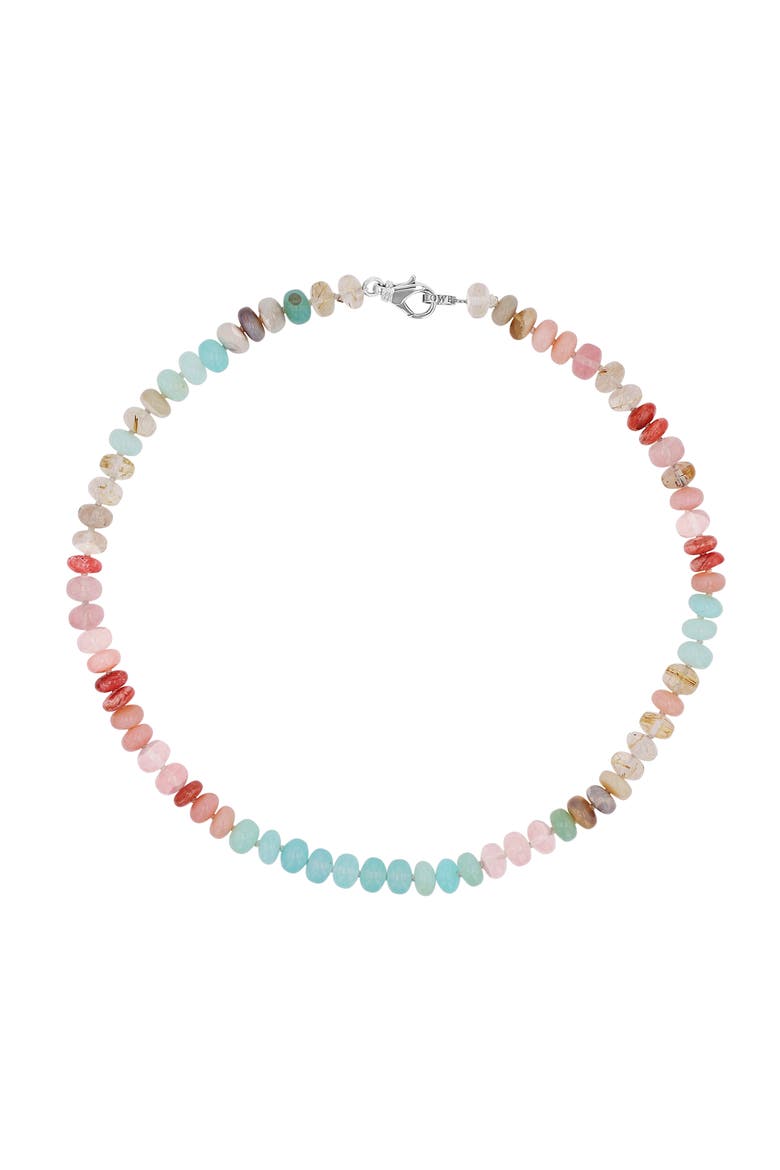 Multi Color Light Opal Knotted Necklace, Alternate, color, Light Opal / Sterling Silver