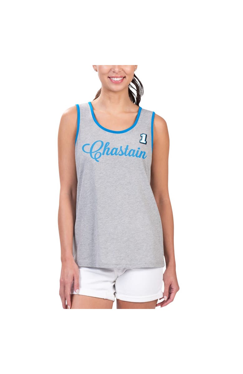 G-III 4HER BY CARL BANKS Women's G-III 4Her by Carl Banks Heather Gray Ross Chastain Fastest Lap Fashion Tank, Alternate, color, Heather Gray