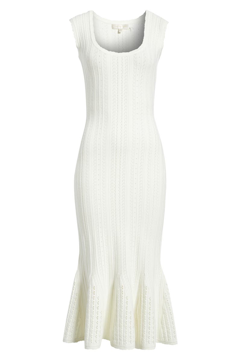 LoveShackFancy Tayleen Pointelle Knit Midi Dress, Alternate, color, White Tea