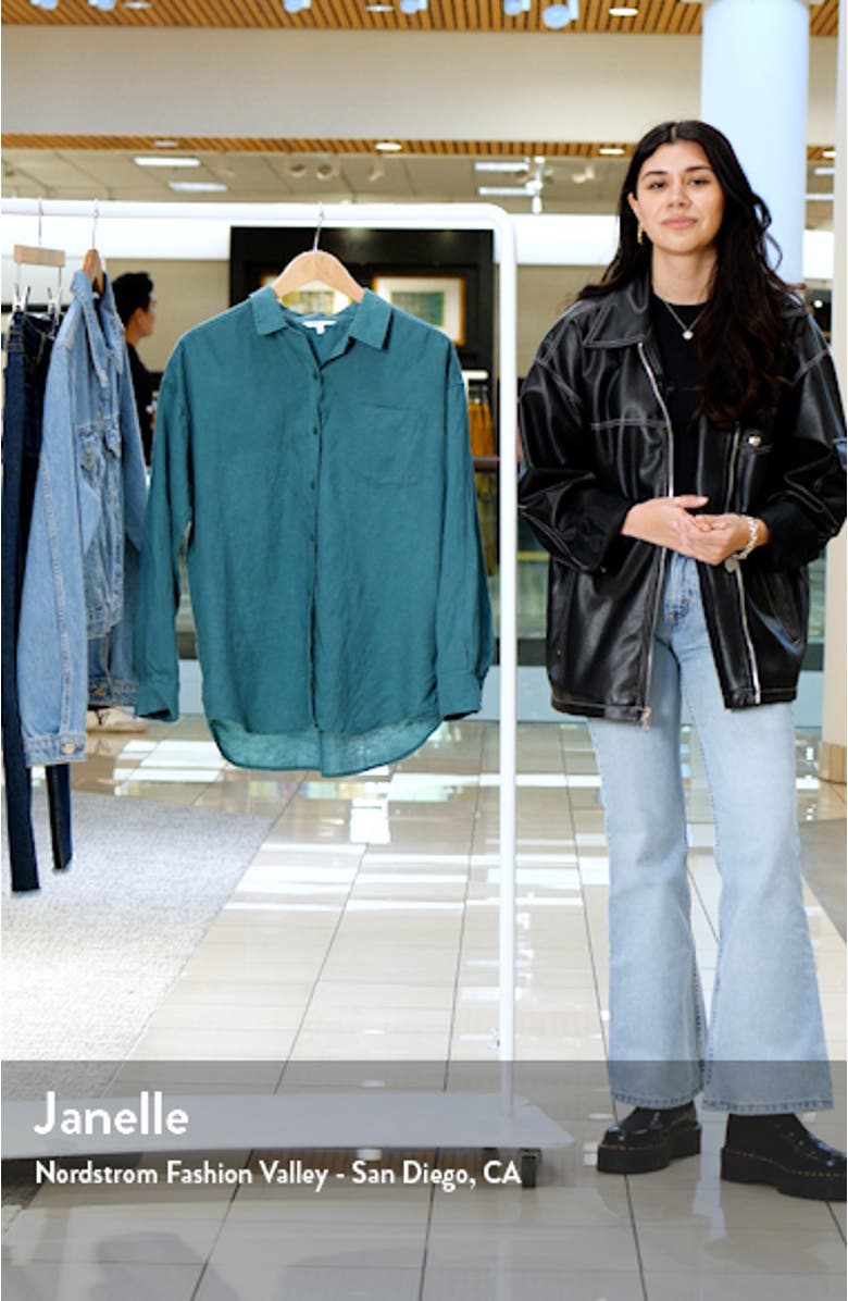 Stella Oversize Linen Blend Button-Up Shirt, sales video thumbnail