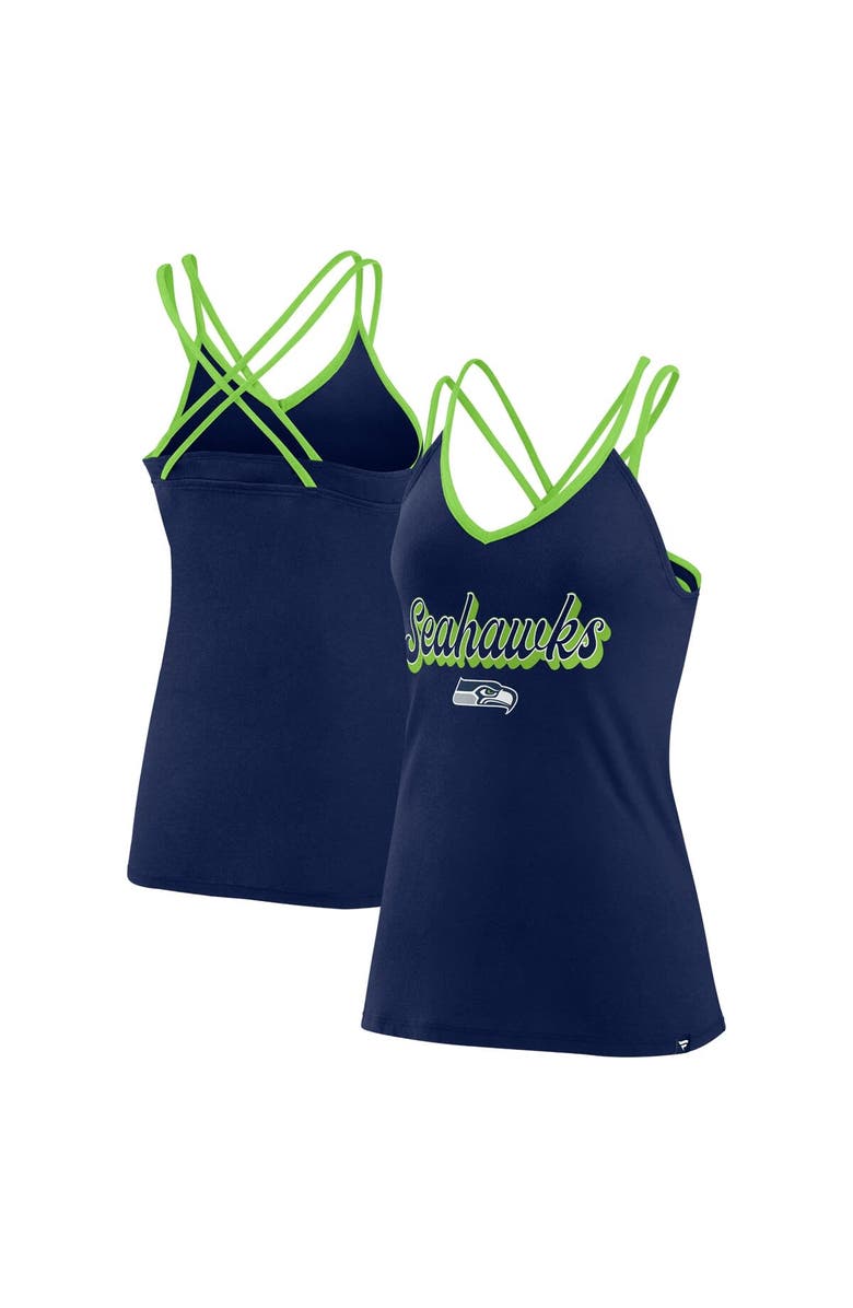 FANATICS Women's Fanatics Branded College Navy Seattle Seahawks Go For It Strappy Crossback Tank Top, Main, color, 