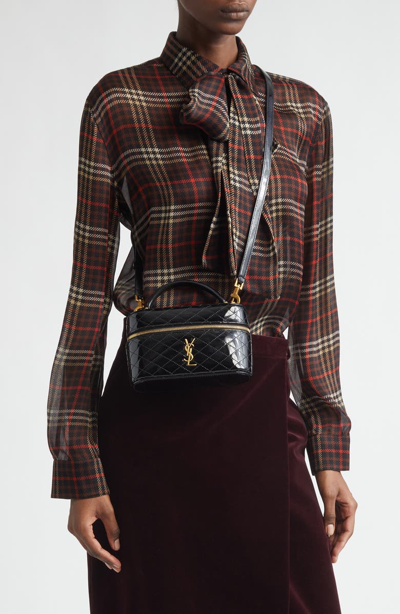 Saint Laurent Gaby Quilted Leather Vanity Case, Alternate, color,