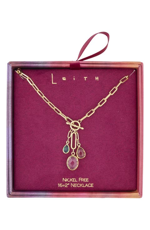 Glass Pendant Toggle Necklace