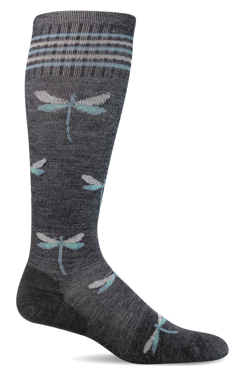 SOCKWELL Dragonfly Compression Socks, Main, color, Charcoal W Sparkle