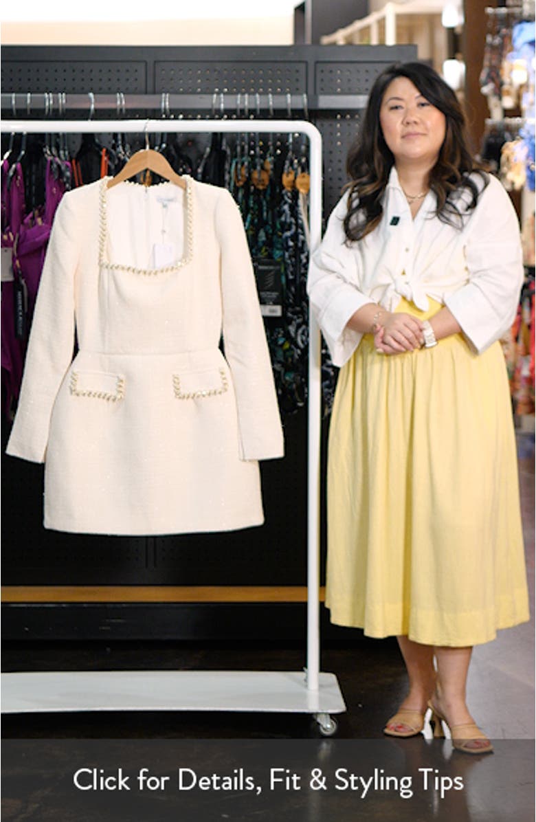 Natalie Beaded Long Sleeve Sheath Minidress, sales video thumbnail