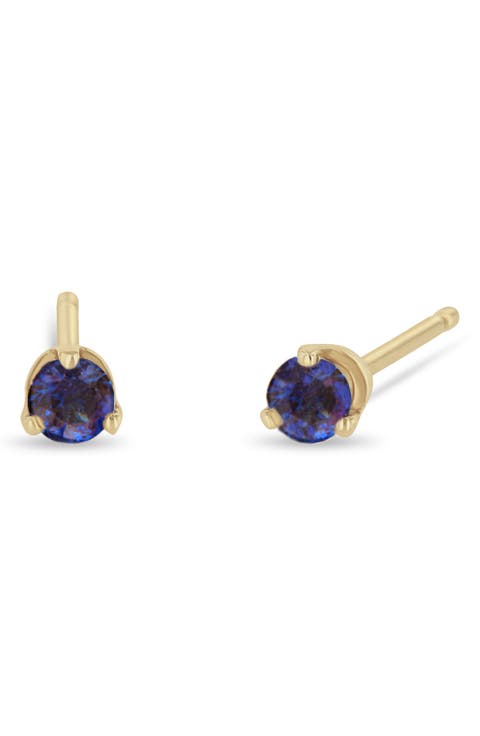 14K Gold Stone Stud Earrings