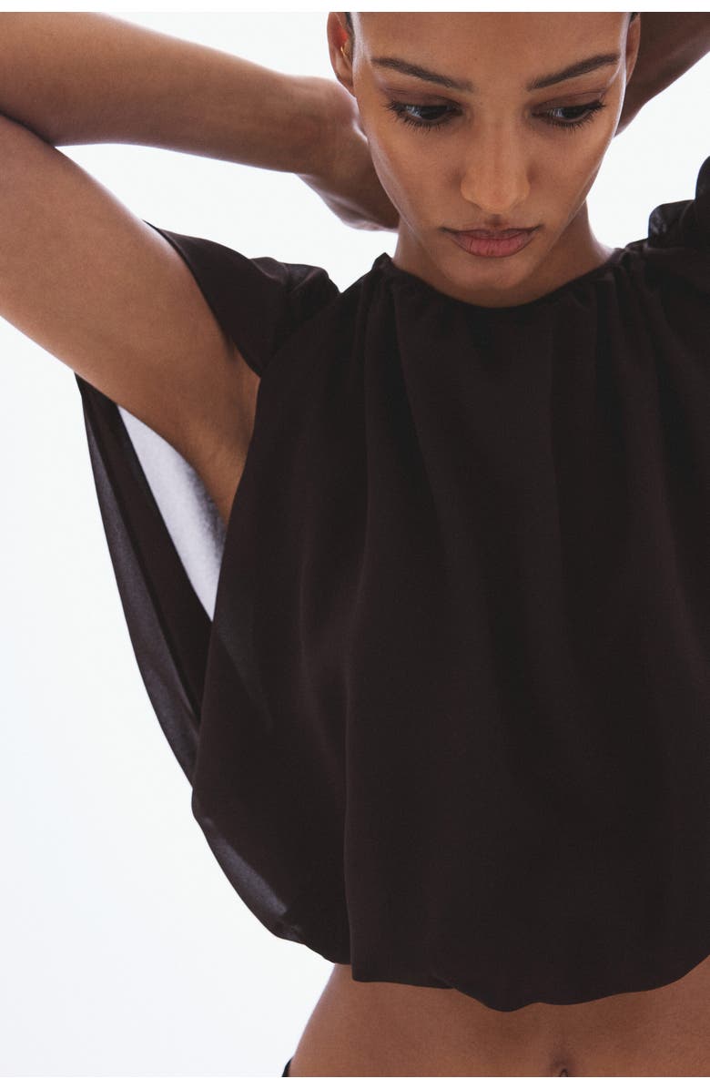 H&M Chiffon Top, Alternate, color, Dark Brown