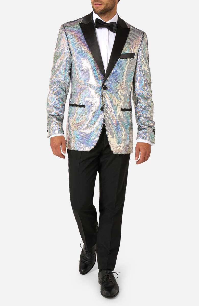 OppoSuits Holographic Sequins Dinner Jacket, Main, color, Silver
