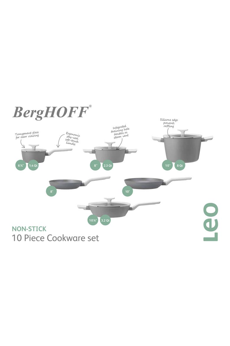 Leo 10-Piece Cookware Set, Alternate, color, GREY