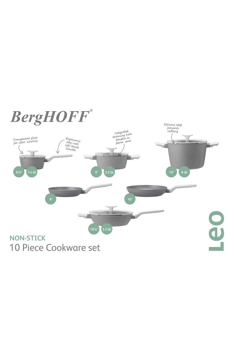 BergHOFF Leo 10-Piece Cookware Set, Alternate, color, Grey