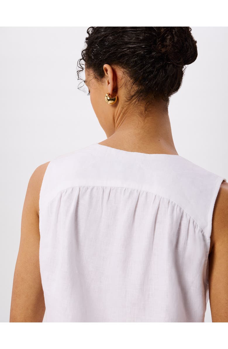 Whistles Laura Linen Button Up Tank Top, Alternate, color, White