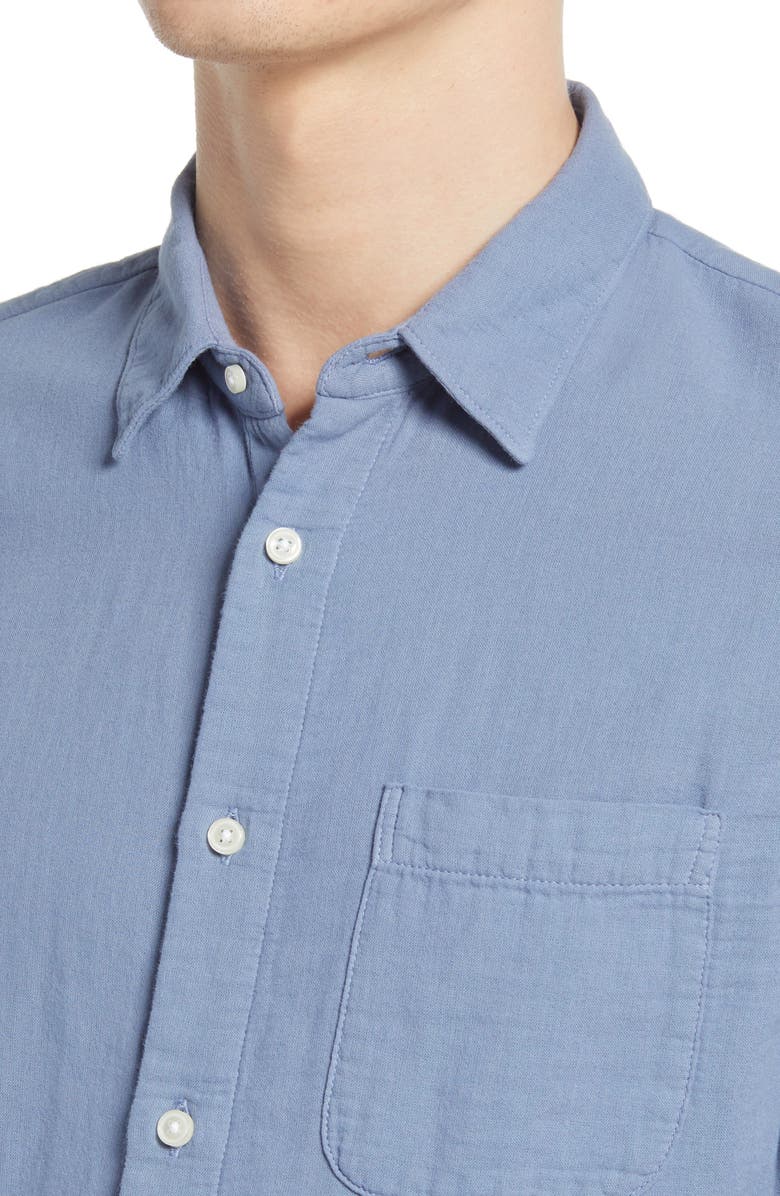 HIROSHI KATO Trim Fit Solid Button-Up Shirt, Alternate, color, Matte Blue