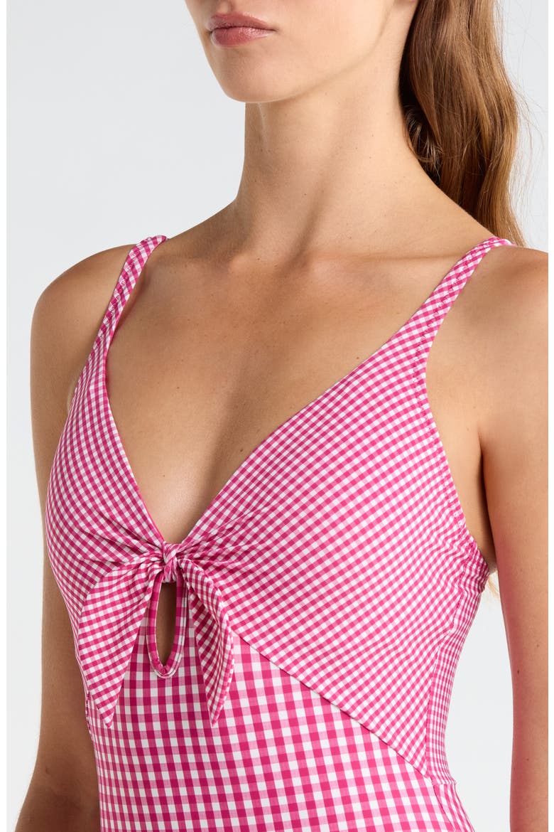 Brigitte Gingham One-Piece Swimsuit, Alternate, color, DRAGON/ FRUIT/ CREAM