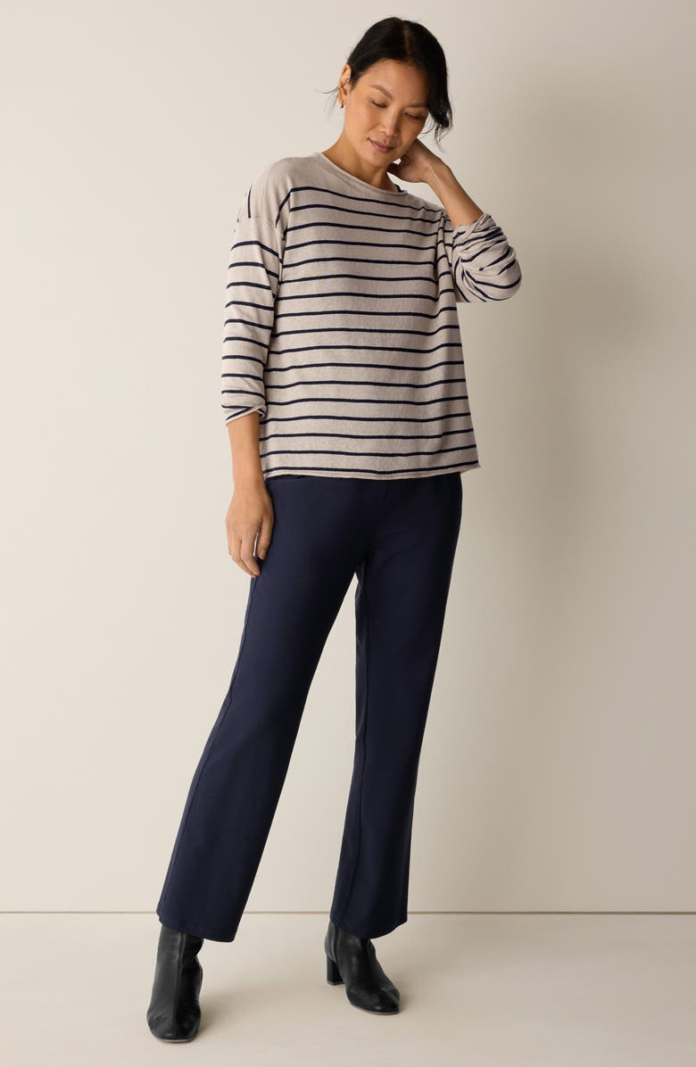 Eileen Fisher Organic Linen & Organic Cotton Crewneck Sweater, Alternate, color, Ink