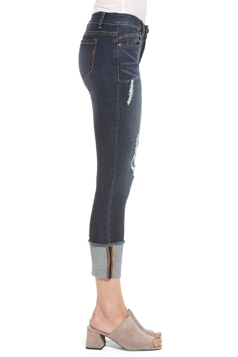 Distressed Roll Cuff Jeans, Alternate, color, HAZEL