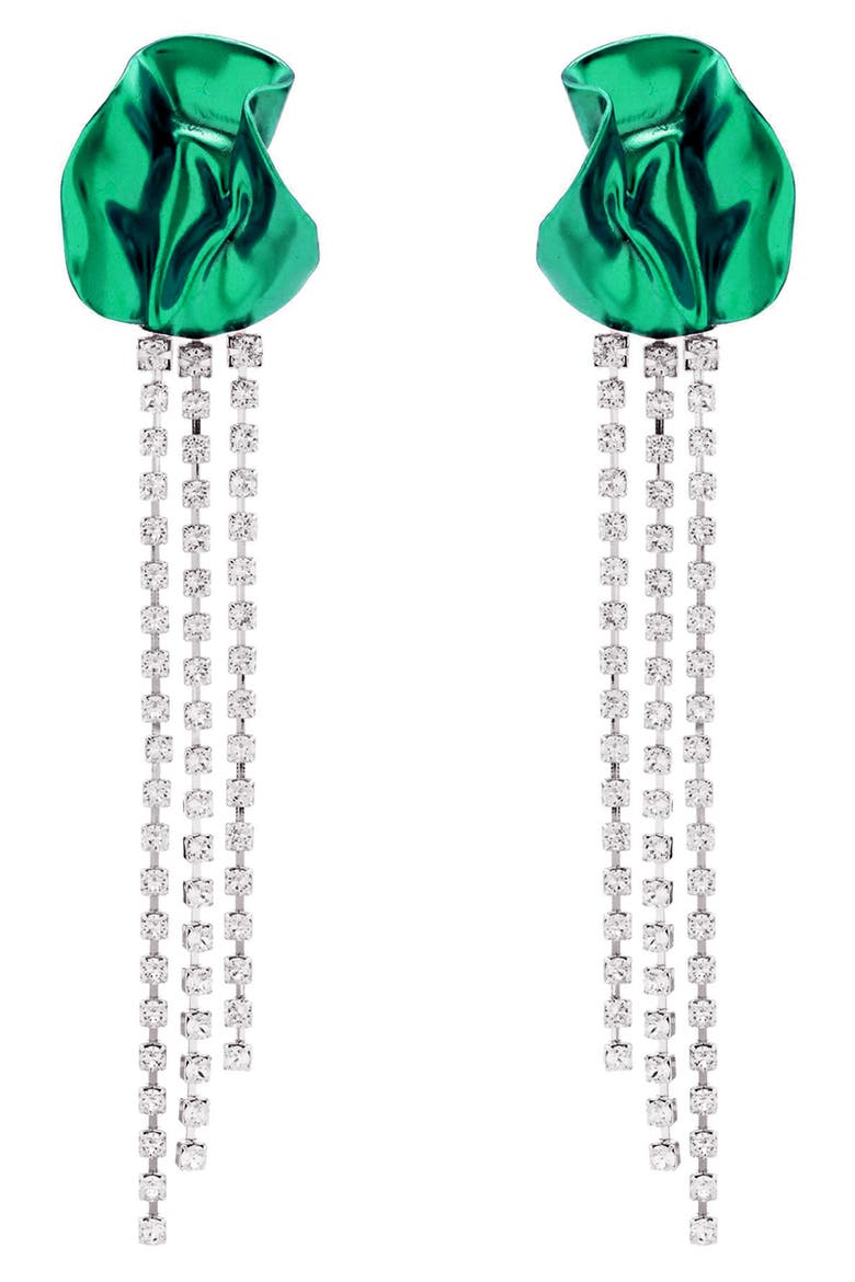 Georgia Crystal Drop Earrings, Main, color, EMERALD