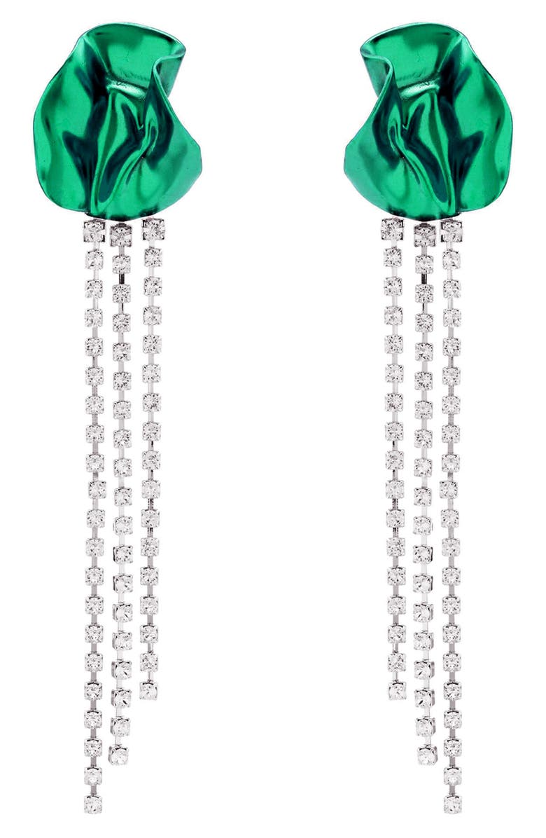 Sterling King Georgia Crystal Drop Earrings, Main, color, Emerald