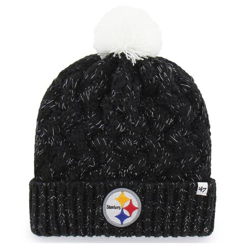 Women's '47 Black Pittsburgh Steelers Fiona Logo Cuffed Knit Hat with Pom