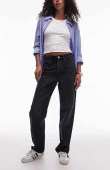 Topshop Kort High Waist Straight Leg Jeans