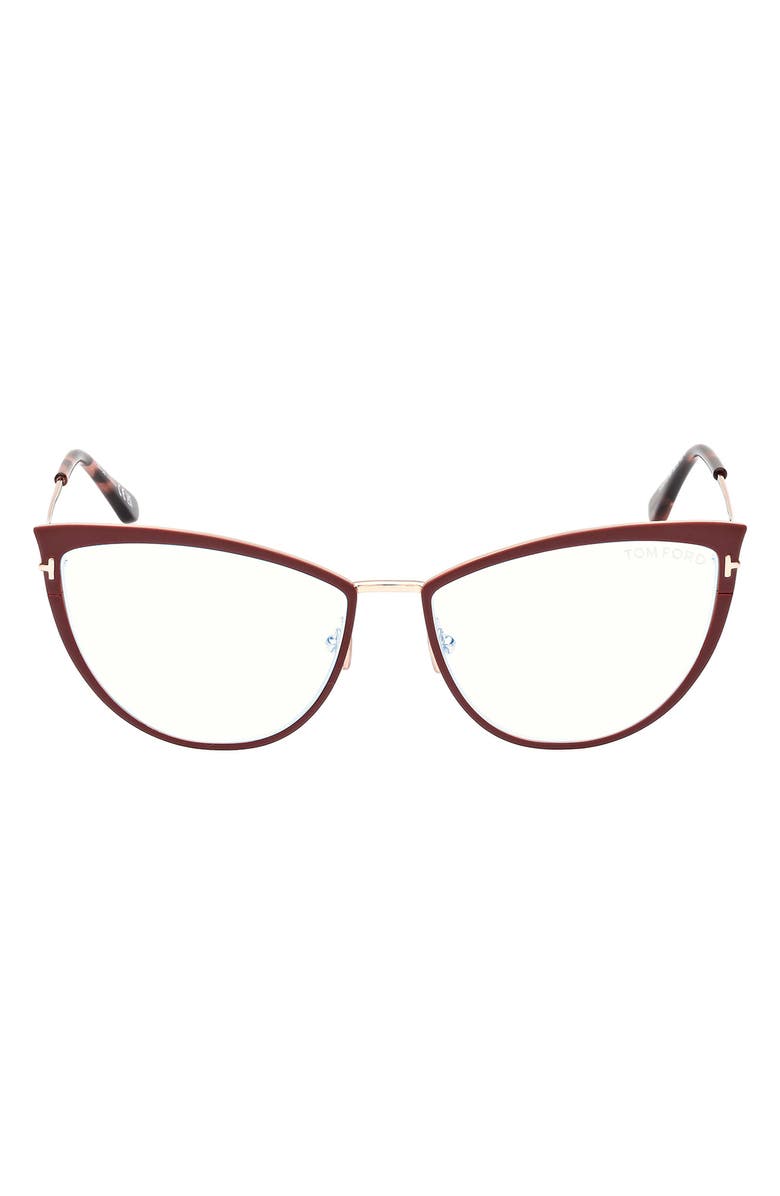 TOM FORD 56mm Cat Eye Blue Light Blocking Glasses, Main, color, 