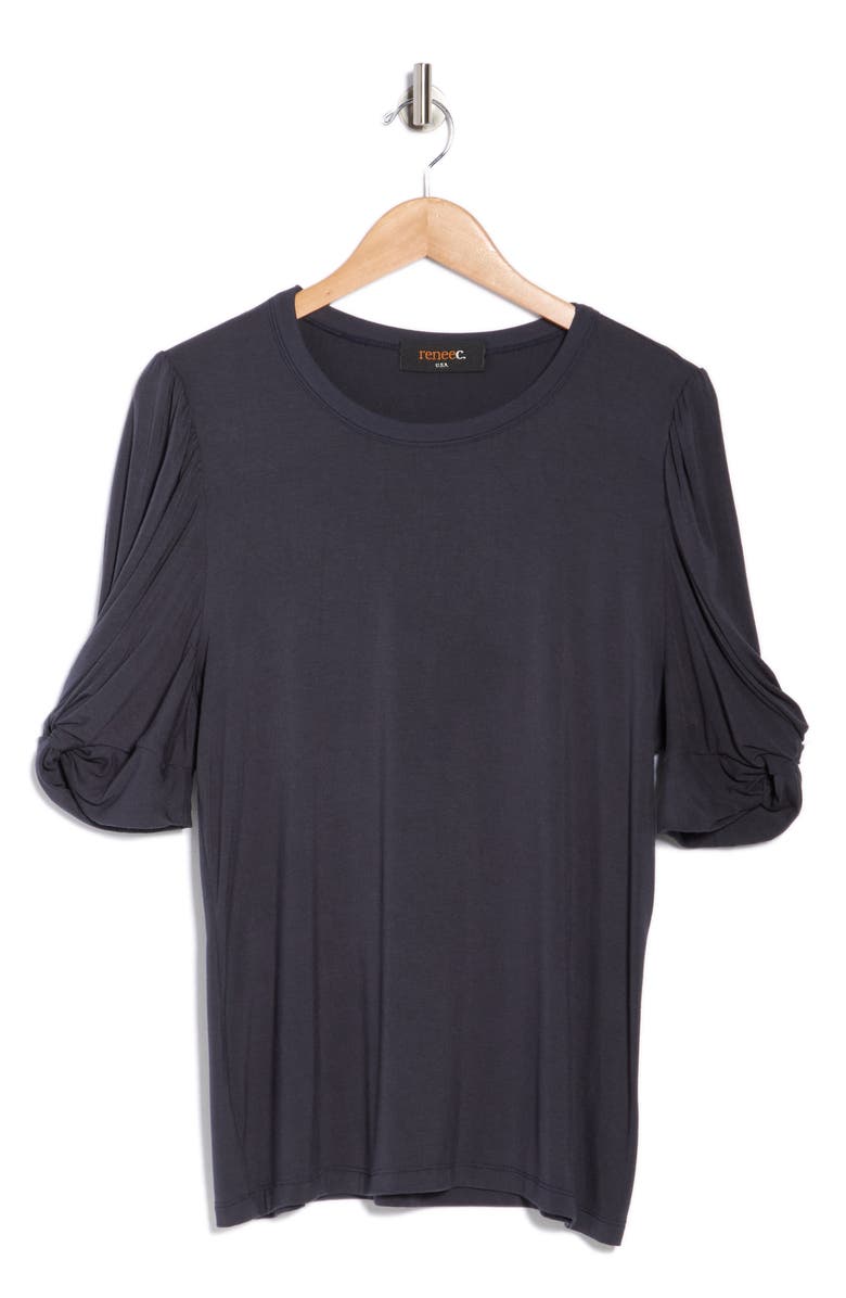 Renee C Ruched Sleeve Top, Main, color, Graphite