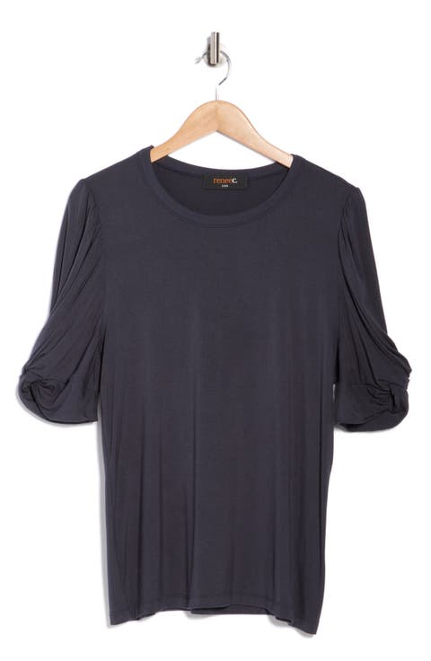 Ruched Sleeve Top (Plus)