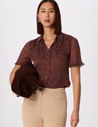 Whistles Polka Dot Sheer Sleeve Shirt