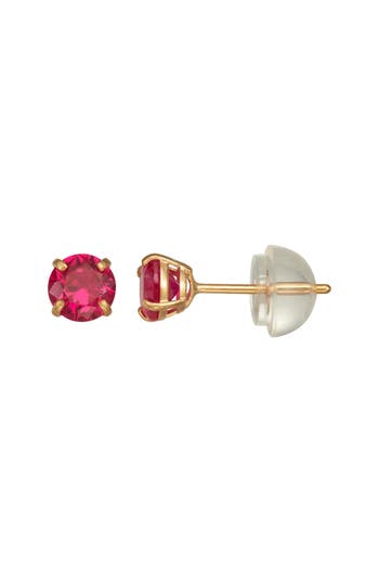 Fzn Gemstone Stud Earrings In Pink