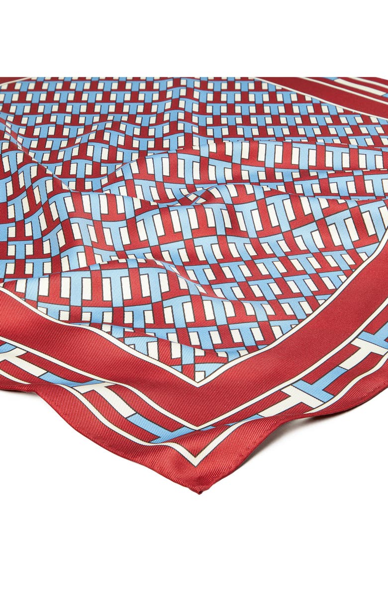 Tory Burch Logo Print Silk Neckerchief, Alternate, color, 