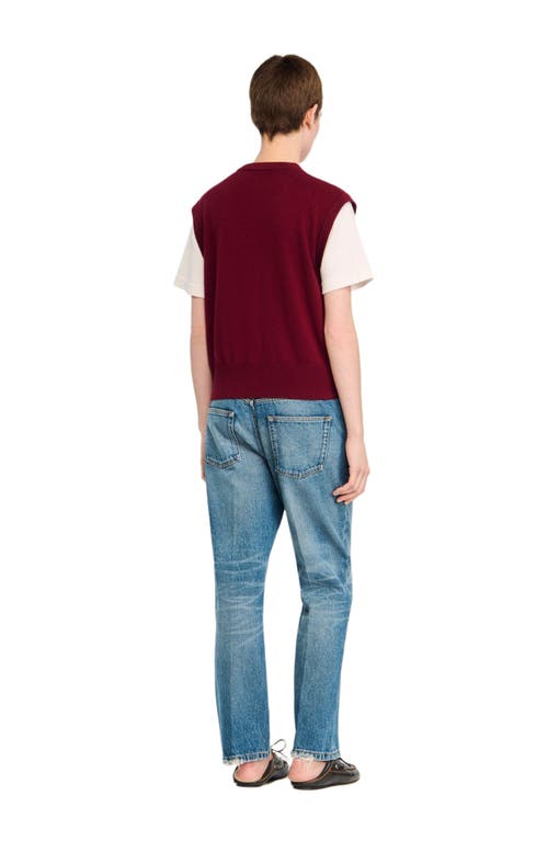 Sandro Two-tone Wool And Cashmere Sweater In Burgundy